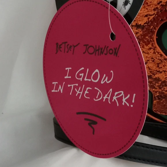 Betsey Johnson Glittery Jack-o'-Lantern's Two Faces Trick or Treat Spider Bag - Picture 6 of 16